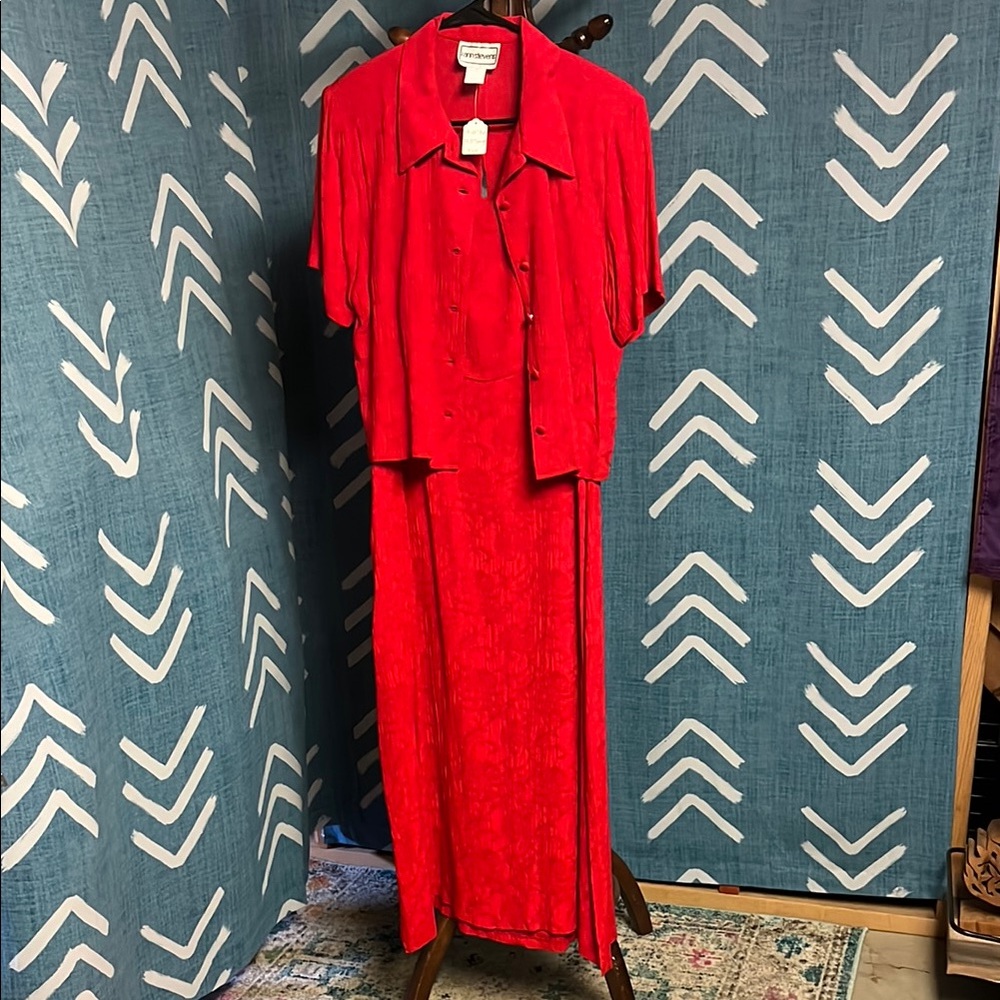 Karin Stevens 2-Piece Red Dress and Jacket Set